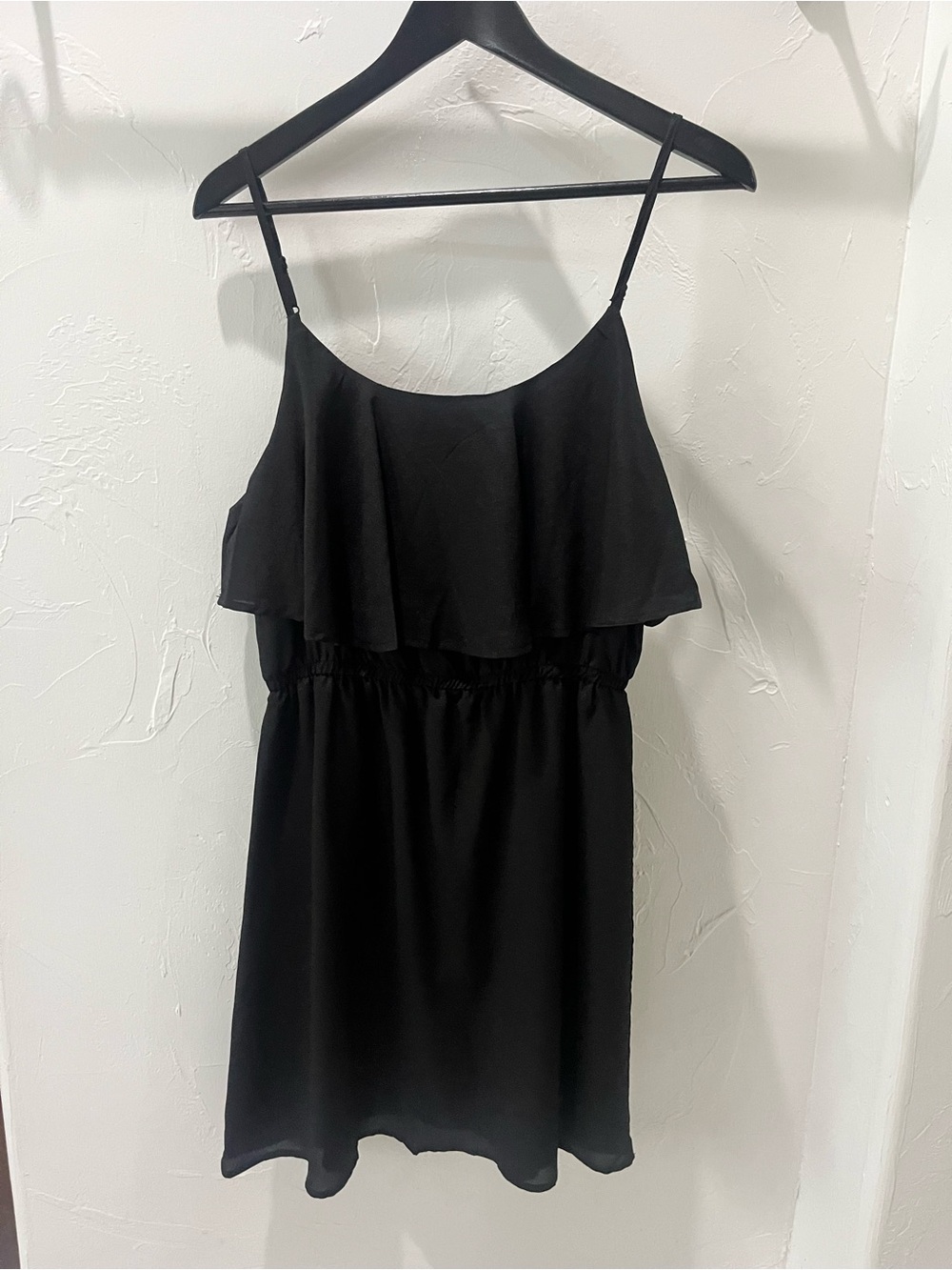 Ultra Flirt Black Mini Dress with Ruffle Bodice